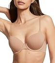 Victoria's Secret Cotton Push Up Perfect Shape T Shirt Bra, Full Coverage, Padded, Smoothing, Bras for Women, Beige (36C)