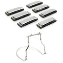 Hohner Blues Band Harmonica (7-pack) with Harmonica Holder