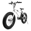 SWAGTRON Unisex Eb-6 T Bandit Electric Bike 7-Speed Shimano Sis Shifting Built For Trail Riding 16" Frame, Dual, White