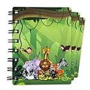 Toyseum 12 x Mini Animal Notebooks, Jungle Party Bag Fillers for Kids, A7 Pocket Size, 160 Pages, Themed Small Gift Stationery Favours, Notepads for Childrens School Prizes, Pack of 12