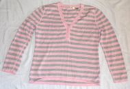 Womens Austin Clothing Co Shirt Blouse Sweater Pink Gray Striped Grey Size L