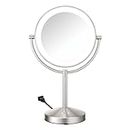 Conair Lighted Makeup Mirror, LED Vanity Mirror, 1X/10x Magnifying Mirror, Corded in Satin Nickel Finish