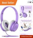 Durable Wired School Headphones for Kids with Safe Volume Limit - Purple