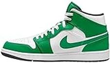 Jordan Nike Air 1 Mid Mens Lucky Green DQ8426 301, Black/Lucky Green-white, 7.5