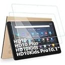 Hianjoo 2 Piezas Pantalla Protector Compatible con Fire HD 10/10 Plus/ 10 Kids/ 10 Kids Pro 10.1", Premium Cristal Tablet Salvapantallas Vidrio Templado [9H Dureza Alta Claridad Sin Burbujas]