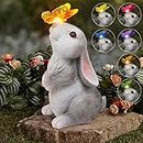 Sinhra Bunny Statue Decor-Rabbit with Solar Butterfly Changing Lights for Garden, Outdoor, Patio,Balcony,Yard,Lawn Ornament,Gardening Gifts for Mom Grandma