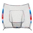 ChamGoal 7X7ft Gradient Baseball&Softball Net for Hitting and Pitching,Portable Baseball Practice Net for Batting with Carry Bag and Metal Frame for All Skill Levels and Kids (Baseball Net