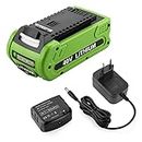 Energup 40V 2.5Ah Batteria con caricabatterie per GreenWorks 40V Batteria GMAX Elettroutensili 29472 29462 29302 29662 24252