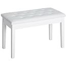 HOMCOM 30" Padded Storage Piano Bench Artist Keyboard Seat Faux Leather (White)