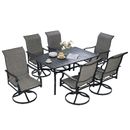 VEVOR 7 Pieces Outdoor Patio Dining Set Furniture Table and 6 Swivel Chairs