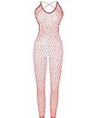 WINROLA Women's Mesh Lingerie Fishnet Babydoll Mini Dress Free Size Bodysuit See Through Shirts Red, 514-red, One size