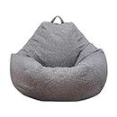 Bean Bag Chair Sofa Cover(No Filler), Stuffable Zipper Lazy Lounger Beanbag Cover, Cotton Linen Memory Foam Beanbag Replacement Cover for Adults and Kids Without Filling,100X120CM Grey