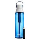 Brita Filtering Water Bottle with Straw, BPA-Free Water Bottle for Sports, Travel or Hiking, Easy-carry loop, Leak-proof lid, 26 Oz, Sapphire