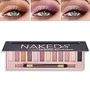 12 Colors Naked Nude Colors Eyeshadow Palette,Matte Blendable Shimmer Eyeshadow Pallete Natural Smooth Texture Pigmented Long Lasting Waterproof Smokey Eye Shadow Palette Makeup(Shimmer)