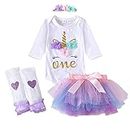 Xifamniy Baby Girl Half 1st 2nd Birthday Outfit Newborn 1 Year Unicorn Onesie Tutu Dress Headband Legging Socks…, Birthday-ls-one1t, 1T