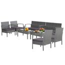 8 PCS Outdoor Rattan Furniture Set Patio Conversation Sofa Set Cushioned Grey