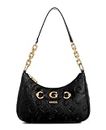 GUESS Izzy Peony Top Zip Shoulder Bag, Black Logo, One Size
