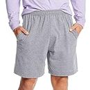 Hanes Men's Jersey Short with Pockets, Light Steel, Large