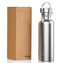 TRIPLE TREE 34 OZ Uninsulated Single Walled Stainless Steel Sports Water Bottle 18/8 Food Grade for Cyclists, Runners, Hikers, Beach Goers, Picnics, Camping - BPA Free