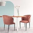 ROSE Fire Cafe Chair | Side Chair | Kitchen | Breakfast | Living Room Chair | Modern Velvet Dining Chair for Cafe Chair | Restaurants Chairs (Coral Pink (Set of 2)), Metal