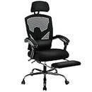 MCQ Office Computer Desk Chair, Gaming Chairs for Adults, High-Back Mesh Rolling Swivel Reclining Chairs with Wheels, Comfortable Lumbar Support, Comfy Arms for Home, Office, Gaming, Student, Black