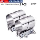 2PC  2" Lap Joint Exhaust Band Clamp 2 in Muffler Sleeve Coupler Stainless Steel