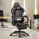 BAYBEE Drogo Multi-Purpose Ergonomic Gaming Chair with 7 Way Adjustable Seat, Head & USB Massager, PU Leather Lumbar Pillow Home & Office Chair with Full Reclining Back Footrest (Emperor Black)