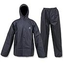 ZOEGO Ultra-Lite Rain Suit for Men Women Waterproof Protective Rain Coat with Pants 2 Pieces Rain Gear, Black, L