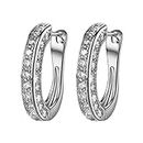 RIQINGY Earrings for Women Diamond Hoop Luxury Round Diamond Earrings Personality Bright Rhinestone Earrings, White, One Size (New)