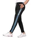 SWADESI STUFF Dry Fit Track Pant for Men | Sport Slim Fit Running Gym Stretchable Jogger - Black (L)