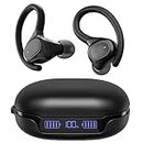 APEKX True Wireless Earbuds - Ajuste seguro para orejas pequeñas, auriculares Bluetooth para iPhone, IPX7 resistente al agua, 40 horas de reproducción, ideal para deportes y entrenamiento (negro)
