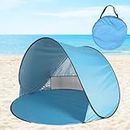Nasmodo 2 Persons Pop Up Beach Tent Portable Quick Set up Sun Shade Shelter with Sandbags Outdoor Tent for Camping, Backyard, Picnic(Blue - 147L x 147W x 85H cm)