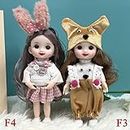 DSR" 16Cm Movable Joints BJD Doll Princess Dolls Cute Dolls with Full Set Clothes Shoes Wig Makeup Toys Best Gift for Girls (Pack of 2) Multi Color