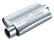 BORLA 40659 ProXS Universal Muffler 2.5" Center Inlet/ 2.5" Center Outlet 425" x 7.88" Oval x 14" Long body 19" Overall Length Un-Notched Necks Reversible Design T-304 Stainless Steel