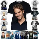 New Fashion Paul Walker Cool Street Style Fast and Furious Paul Walker 3D Printed T-shirt Hip-hop