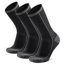 Mens Wool Socks 3 Pack Thermal Socks for Women Winter Black Crew Socks for Hiking Cold Weather Thick Boot Socks(3 Black, Size M)