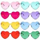 Heart Shaped Party Glasses, 8 Pcs Rimless Heart Sunglasses Love Heart Shaped Glasses, Rimless Heart Shaped Hippie Colored Glasses for Adults and Kids