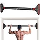 Pull Up Bar: Strength Training Chin up Bar Without Screws - Adjustable Width Locking Mechanism Pull-up Bar for Doorway - Max Load 440lbs for Home Gym Upper Body Workout, Non-Slip Comfort (Red)