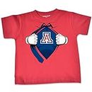 NCAA Arizona Wildcats Children Short Sleeve Toddler Tee Superhero Sports Fan T Shirt, 3, Red