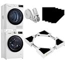 HHXRISE Washer Dryer Stacking Kit, Universal 24/25/ 26/27/ 28/29 Inch Washer and Dryer Stackable, Adjustable Stacking Kit for Washing Machine and Dryer, Connecting Frame with Ratchet Strap