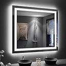 LOAAO 40"X36" LED Bathroom Mirror with Lights, Anti-Fog, Dimmable, Backlit + Front Lit, Lighted Bathroom Vanity Mirror for Wall, Memory Function, Tempered Glass, Shatter-Proof, ETL Listed