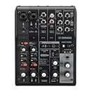 Black 6-Channel Live Streaming Mixer/USB Interface for IOS/Mac/PC