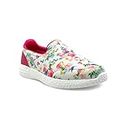 KazarMax Women White Pink Floral Printed Sneakers Casual Confort Walking Shoes -7 UK