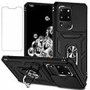 Case for Samsung Galaxy S20 Ultra 6.9" Phone Case Cover - Includes 2 Tempered Protective Films with Sliding Window Camera Protection and Phone Holder