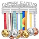SUPERDANT Cheerleading Medal Holder Display Platinum Color Cheerleading is My Life Metal Wall Mount Hooks Hanger for Over 60 Medals Black