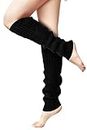 Clothirily Leg Warmers - Fashion Knit Neon Leg Warmers for Women 80s Sports Party Yoga Accessories, Black