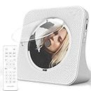 Greadio CD Player Portable with Bluetooth 5.0, HiFi Sound Speaker,CD Music Player with Remote Control,Dust Cover,FM Radio,LED Screen,Support AUX/USB,Headphone Jack for Home, Kids, Kpop, Gift