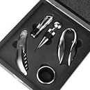 bar@drinkstuff The Wine Connoisseur's Accessories Gift Set with Waiters Friend Corkscrew, Wine Collar, Foil Cutter, Bottle Stopper & Pourer in Gift Box Wine Set, Wine Tools Set