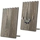 MyGift Dark Gray Wood Necklace Holder, Adjustable Length Display Jewelry Stand, Set of 2