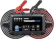 Trickle Charger Car Battery Charger Automotive, TOPDON TORNADO4000 4.0Amp for 6V 12V 20Ah -150Ah Batteries, 10-Step Smart Charger Battery Maintainer Desulfator with Temperature Compensation